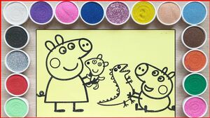TÔ MÀU TRANH CÁT PEPPA PIG ANH VÀ EM - Coloring peppa pig family with colors sand (Chim Xinh)
