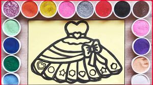 Tô màu tranh cát váy đầm dạ hội công chúa - Coloring dress doll with colors sand (Chim Xinh)