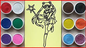 TÔ MÀU TRANH CÁT THỦY THỦ MẶT TRĂNG XINH ĐẸP - Sand painting Sailor Moon (Chim Xinh)