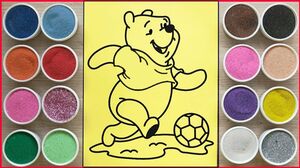 TÔ MÀU TRANH CÁT GẤU POOH CHƠI ĐÁ BÓNG - Colored sand painting Pooh (Chim Xinh)