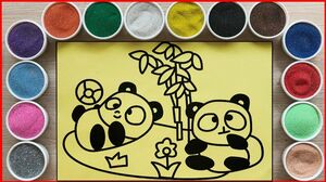 Đồ chơi trẻ em, tô màu tranh cát gấu trúc PANDA dễ thương - Colored sand painting panda (Chim Xinh)