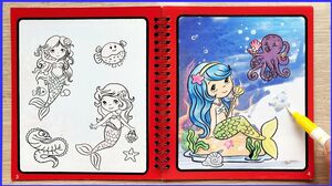 Đồ chơi SÁCH MA THUẬT TÔ MÀU CÔNG CHÚA TIÊN CÁ ĐẠI DƯƠNG -Magic water book toys for kids (Chim Xinh)