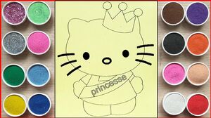 Đồ chơi trẻ em TÔ MÀU TRANH CÁT HELLO KITTY LÀM HOA HẬU - Coloring kitty princess toys (Chim Xinh)