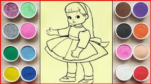 Đồ chơi trẻ em, TÔ MÀU TRANH CÁT CÔNG CHÚA MÚA BALE - Colored sand painting doll toys (Chim Xinh)