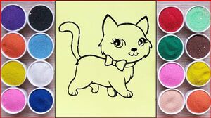 ĐỒ CHƠI TRẺ EM TÔ MÈO TRANH CÁT CÔ MÀU TIỂU THƯ - Colored sand painting cat toys (Chim Xinh)