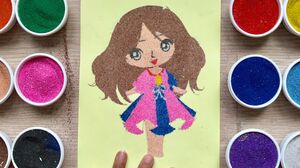 Đồ chơi TÔ MÀU TRANH CÁT BÚP BÊ XINH NHỎ BÉ - Colored sand painting baby doll toys (Chim Xinh)