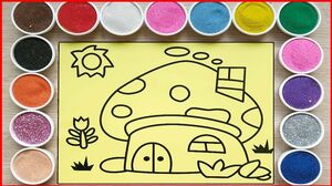 Đồ chơi trẻ em, TÔ MÀU TRANH CÁT NGÔI NHÀ CÂY NẤM - Mushroom house sand painting (Chim Xinh)