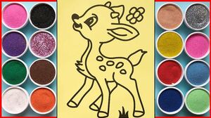 Đồ chơi tô màu tranh cát con nai vàng ngơ ngác - Sand painting the deer - Toys for Kids (Chim Xinh)