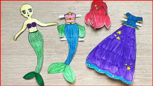 Làm búp bê giấy nàng tiên cá xinh đẹp bằng vở học sinh / Mermaid Paper doll crafts (Chim Xinh)