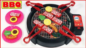 Đồ chơi bếp nướng BBQ, đồ chơi nấu ăn nướng thịt, xúc xích, rau - Barbecue party game (Chim Xinh)