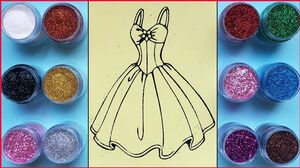 Đồ chơi tô màu kim tuyến đầm công chúa 7 màu / Princess dress sand painting toys (Chim Xinh)