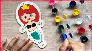 Đồ chơi tô màu nước nàng tiên cá, lâu đài, con thuyền / Coloring mermaid catsle with watercolors