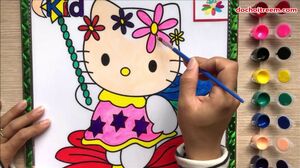 Đồ chơi TÔ MÀU NƯỚC MÈO HELLO KITTY & HOA - Coloring hello kitty with watercolors toys (Chim Xinh)