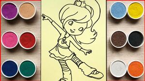 Đồ chơi tô màu tranh cát cô bé bánh anh đào - Colored sand painting princess doll toys (Chim Xinh)