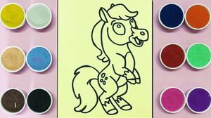 Tô màu tranh cát chú ngựa hoang háu đá - Horse sand painting toys - Đồ chơi trẻ em Chim Xinh