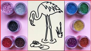 Đồ chơi tô màu tranh cát hình con cò bằng kim tuyến, - Glitter Stork coloring & drawing (Chim Xinh)