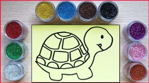 Đồ chơi TÔ MÀU TRANH CÁT CON RÙA BẰNG KIM TUYẾN - Glitter turtle coloring toys kids (Chim Xinh)
