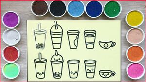 Đồ chơi TÔ MÀU TRANH CÁT LY TRÀ SỮA TRÂN CHÂU - Colored sand painting milk tea toys (Chim Xinh)