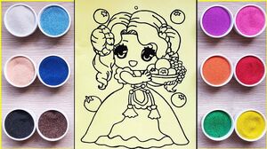 Đồ chơi TÔ MÀU TRANH CÁT CÔNG CHÚA YÊU KIỀU - Colored sand painting princess toys (Chim Xinh)