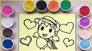 Đồ chơi TÔ MÀU TRANH CÁT XUKA phim Doraemon - Colored sand painting shizuka toys (Chim Xinh)