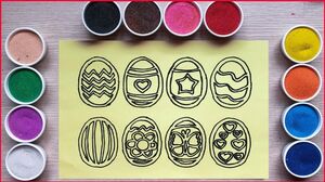 Đồ chơi TÔ MÀU TRANH CÁT 8 QUẢ TRỨNG PHỤC SINH - Colored sand painting easter eggs toys (Chim Xinh)