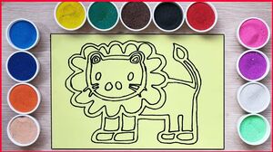 Đồ chơi tô màu tranh cát sư tử dũng mãnh - Colored sand painting lion toy kids (Chim Xinh)