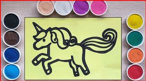 Đồ chơi TÔ MÀU TRANH CÁT NGỰA UNICORN MỘT SỪNG - Colored sand painting Unicorn toys (Chim Xinh)