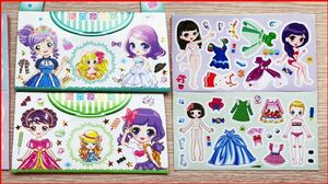 Đồ chơi dán hình thiết kế quần áo cho búp bê, 48 bộ váy đầm phụ kiên - Sticker toy kids (Chim Xinh)
