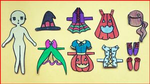 BÚP BÊ GIẤY tự làm 4 bộ váy đầm halloween sành điệu - Doll craft paper playing toys (Chim Xinh)