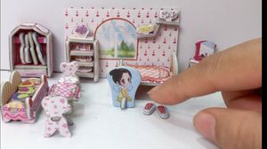 Lắp ráp nhà búp bê bằng giấy có phòng ngủ, nhà bếp, phòng tắm... Miniature dollhouse (Chim Xinh)