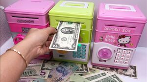 ĐỒ CHƠI KÉT SẮT MINI RÚT TIỀN THÔNG MINH CHO BÉ HELLO KITTY - ATM machine toys (Chim Xinh)