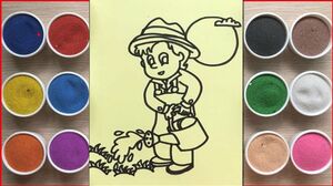 Colored sand painting toys - TÔ MÀU TRANH CÁT CẬU BÉ TƯỚI CÂY - Đồ chơi Chim Xinh