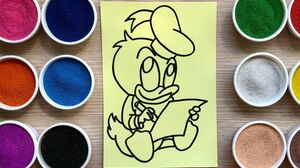 Đồ chơi trẻ em TÔ MÀU TRANH CÁT VỊT DONALD NHỎ - Colored sand painting Donald toys (Chim Xinh)