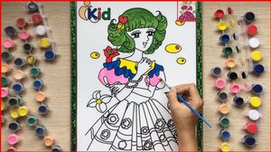 Đồ chơi tô màu nước công chúa búp bê tóc màu xanh độc lạ - Coloring princess for kids (Chim Xinh)