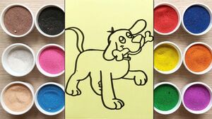 Đồ chơi trẻ em TÔ MÀU TRANH CÁT CHÚ CHÓ GẶM XƯƠNG - Colors sand painting puppy toys (Chim Xinh)