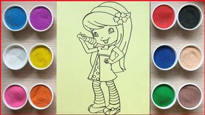 Tô màu tranh cát công chúa bánh anh đào - Colored sand painting girl so cute (Chim Xinh)