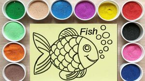 Đồ chơi trẻ em TÔ MÀU TRANH CÁT CÁ BẢY MÀU - Colors Sand painting fish toys (Chim Xinh)