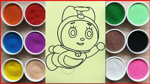 Đồ chơi trẻ em, tô màu tranh cát mèo Doremi em gái Doraemon - Colored sand painting toys (Chim Xinh)