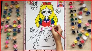 Chị Chim Xinh TÔ MÀU NƯỚC CÔNG CHÚA TÓC VÀNG & HOA - Coloring princess so cute - Đồ chơi trẻ em