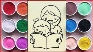 Đồ chơi trẻ em TÔ MÀU TRANH CÁT MẸ VÀ CON - Colored sand painting toys (Chim Xinh)