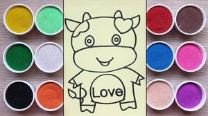 Đồ chơi trẻ em TÔ MÀU TRANH CÁT CON BÒ SỮA DỄ THƯƠNG - Colored sand painting toys (Chim Xinh)
