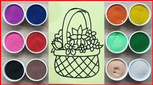 Đồ chơi trẻ em TÔ MÀU TRANH CÁT GIỎ HOA XINH - Colored sand painting toys (Chim Xinh)