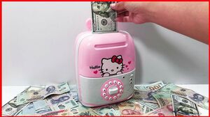 Đồ chơi KÉT SẮT MINI rút tiền thông minh mẫu mới vali kéo Hello Kitty, ATM machine toys (Chim Xinh)