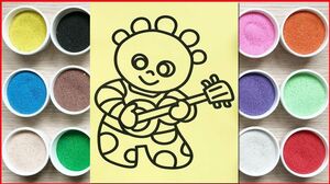 Đồ chơi trẻ em, chị Chim Xinh tô màu tranh cát bông hoa kì lạ, Colored sand painting toys