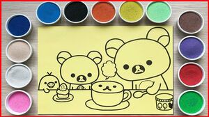 Đồ chơi trẻ em, TÔ MÀU TRANH CÁT 2 CHÚ GẤU CON - Colored sand painting toys (Chim Xinh)