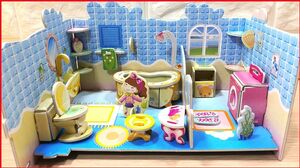 DIY Miniature Dollhouse - Đồ chơi làm nhà búp bê giấy, phòng tắm và phòng giặt đồ búp bê (Chim Xinh)
