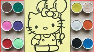 Đồ chơi trẻ em TÔ MÀU TRANH CAT MÈO HELLO KITTY - Colored sand painting Hello Kitty toys (Chim Xinh)