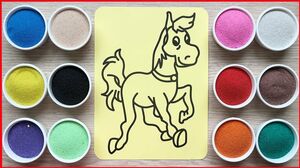 Đồ chơi trẻ em TÔ MÀU TRANH CÁT CON NGỰA HOANG, Colored sand painting horse toys kids (Chim Xinh)