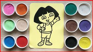 Đồ chơi trẻ em, tô màu tranh cát cô bé thám hiểm Dora, Colored sand painting Dora toys (Chim Xinh)