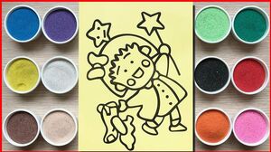 Chị Chim Xinh tô màu tranh cát nhóc Marưko - Colors sand painting Maruko toys kids (Chim Xinh)
